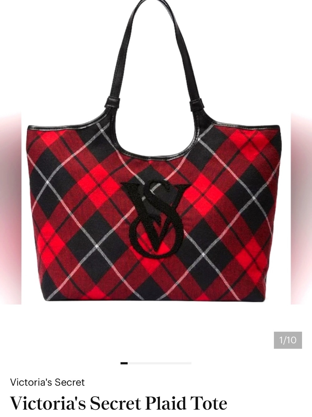 Victoria's Secret Red and Black Plaid Tote